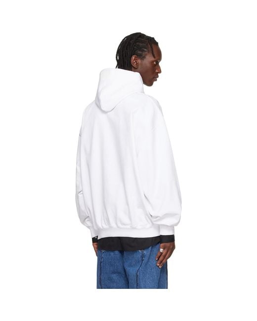 Vetements White Taped Logo Hoodie for men