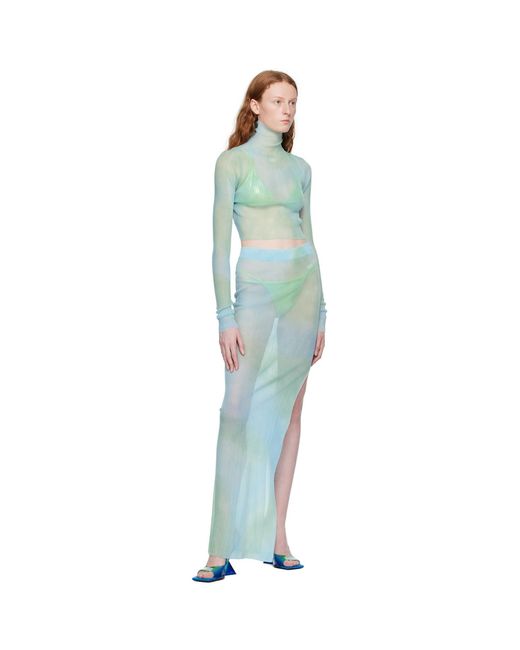 Off-White c/o Virgil Abloh Green Blue Tie-dye Turtleneck