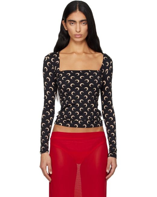 MARINE SERRE Red Moon Printed Square Neck T-Shirt