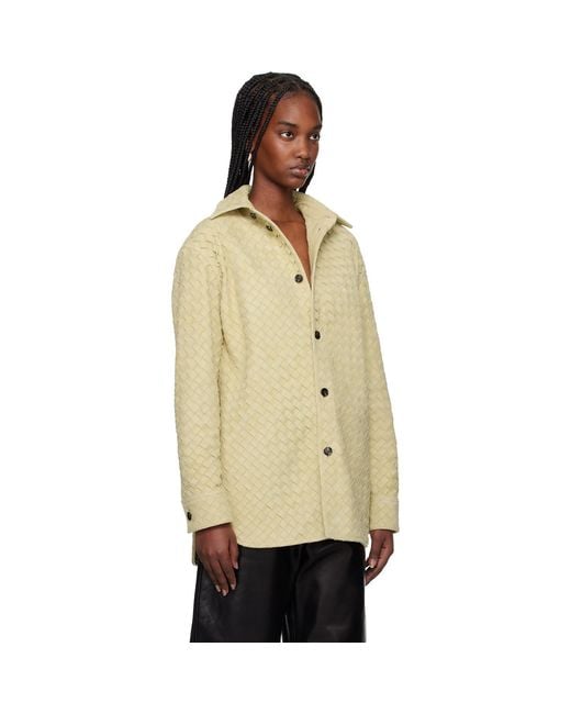 Bottega Veneta Natural Intrecciato Relaxed Leather Shirt