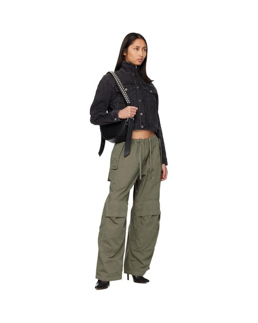 Alexander Wang Green Khaki Mid-Rise Articulated Pockets Cargo Pants