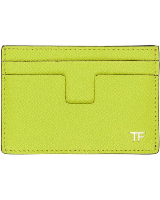 Tom Ford Yellow Green Leather Classic Card Holder for men