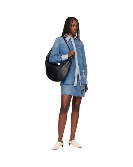 Marni Blue Stone Washed Patches Denim Miniskirt
