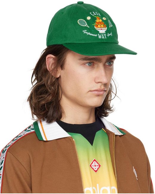 Casablancabrand Green Embroidered Cap for men