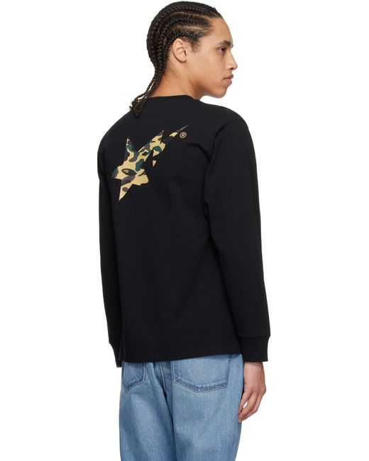 A Bathing Ape Black 1St Camo Sta' Ls T-Shirt for men