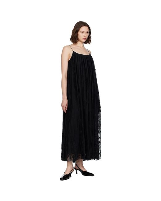 Totême  Black Floral Tulle Midi Dress