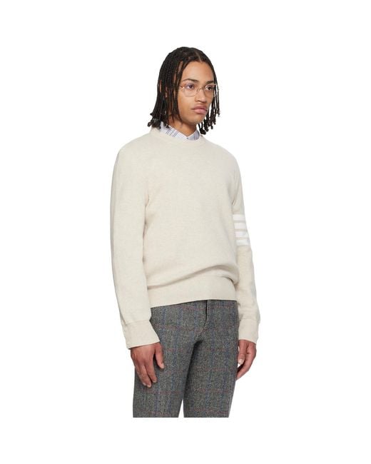 Thom Browne Black Cotton Crepe 4-Bar Milano Stitch Sweater for men