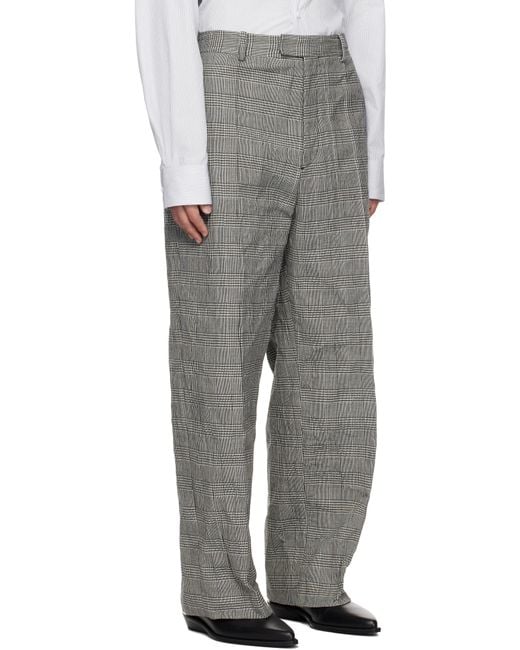 Vetements Gray Metalized Wrinkled Tailored Trousers for men