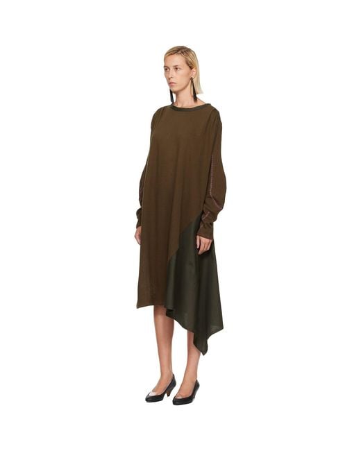 Kiko Kostadinov Brown Khaki Eider Godet Minidress