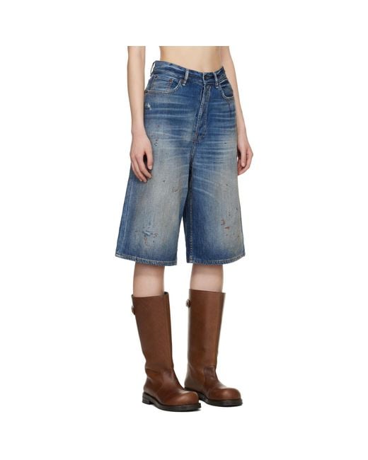 Acne Blue Loose Fit Denim Shorts