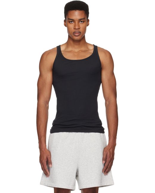 メンズ Skims ブラック Cotton リブタンクトップ 3枚セット Black