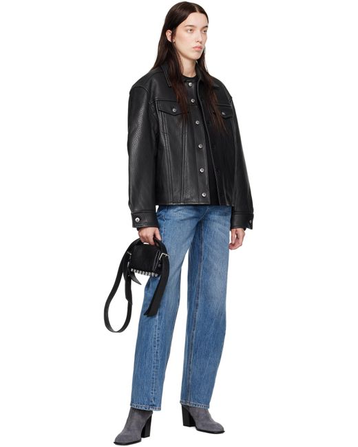 Alexander Wang Black Lambskin Trucker Leather Jacket