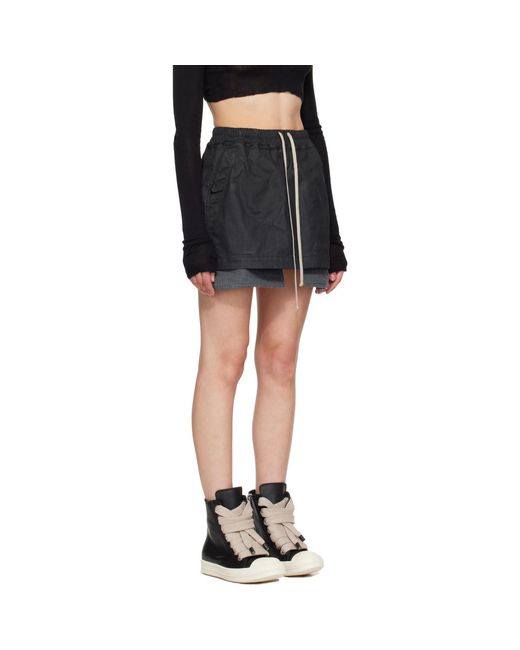 Rick Owens Black Tower Fog Denim Miniskirt