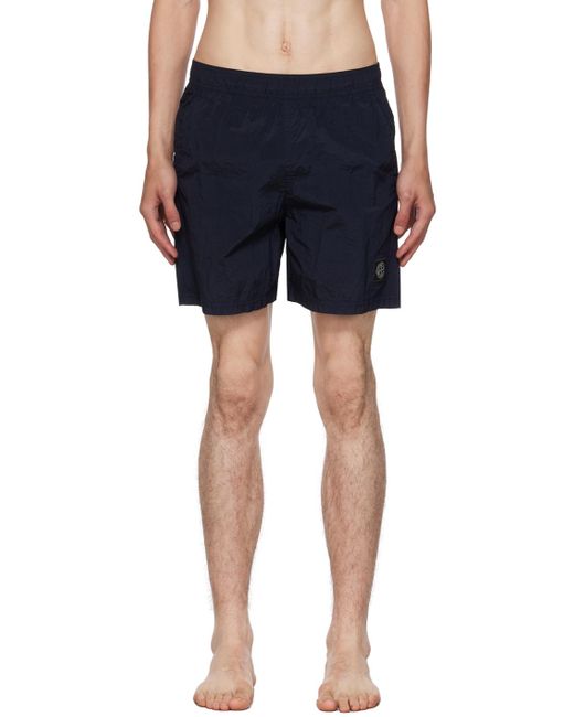 メンズ Stone Island ネイビー ダブルダイ スイムショーツ Blue