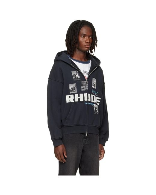 Rhude Black 'Winter 91 Rallye' Zip-Up Hoodie for men