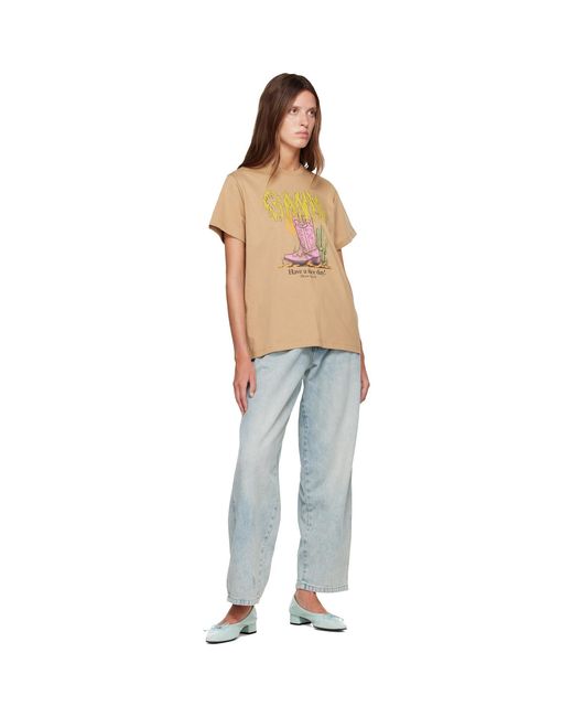 Ganni Multicolor Basic Cotton Jersey Western Boot T-Shirt