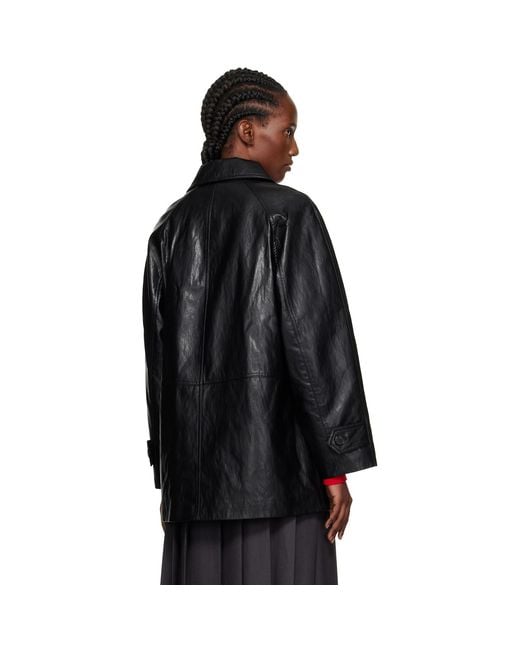 DUNST Black Lily Faux-Leather Half Jacket