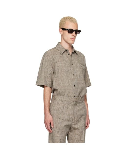 Bottega Veneta Gray Taupe Fleck Viscose Shirt for men