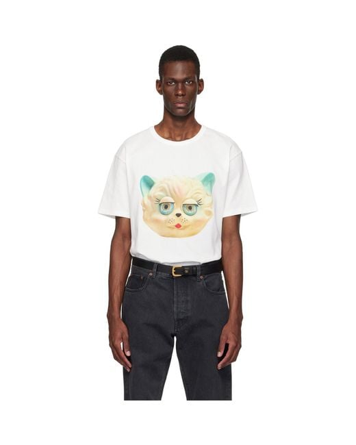 Valentino Black Cotton 'Le Chat De La Maison' Print T-Shirt for men