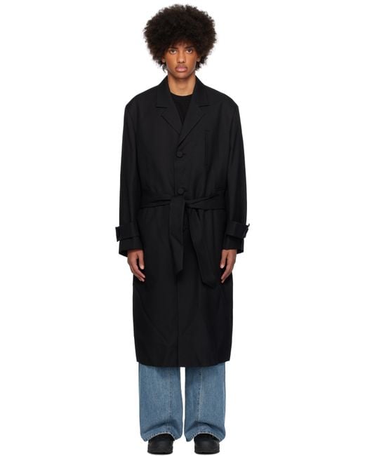 Wooyoungmi Black Belted Single Coat for men