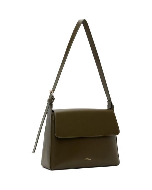A.P.C. Metallic Khaki Virginie Flap Bag