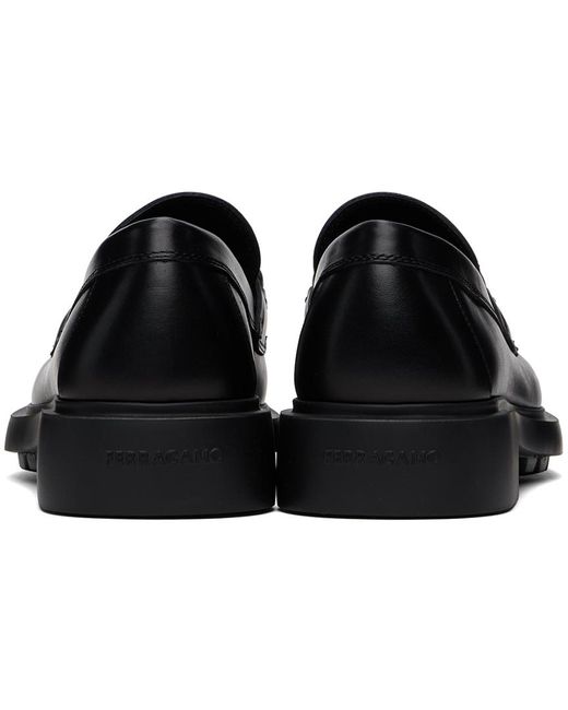 Ferragamo Black Hardware Loafers for men