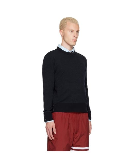 Thom Browne Black Thom E Ottoman Milano Stitch 4-bar Bomber Sweater for men