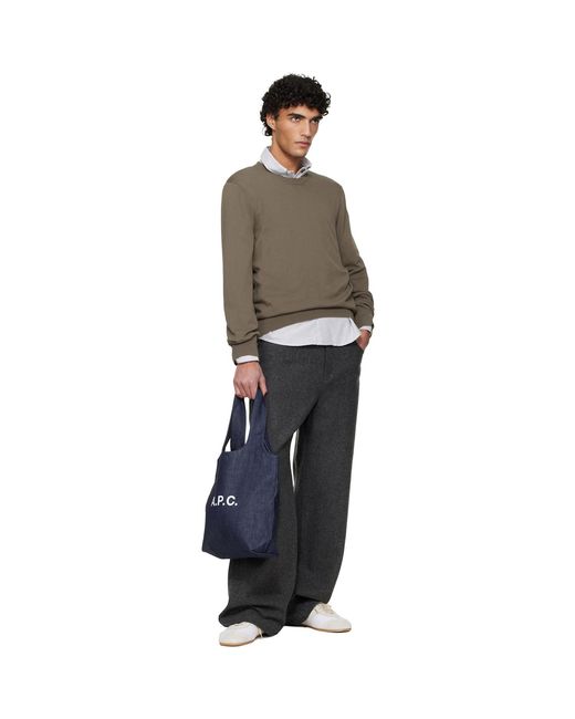 A.P.C. Black Khaki Cotton Sweater for men