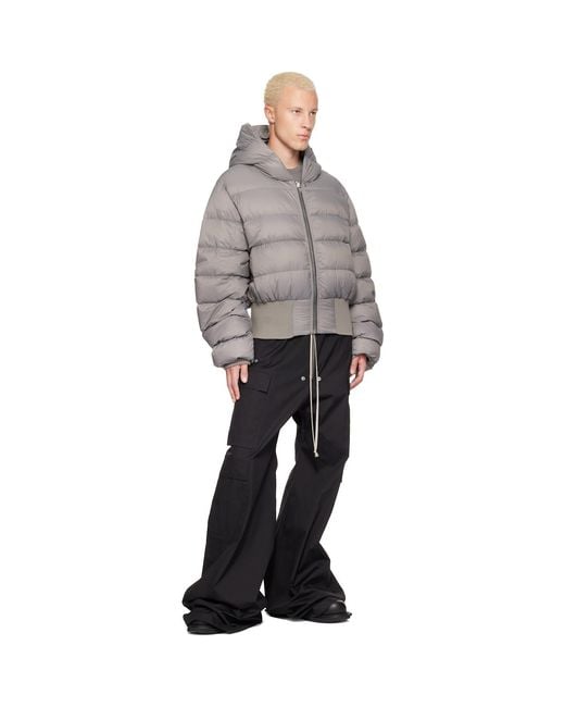 Rick Owens Gray Tower Nylon Duvet Hooded Down Jacket for men