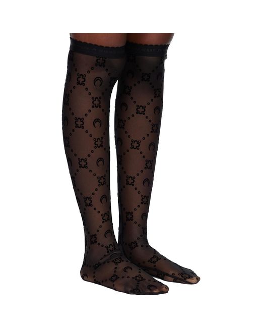 MARINE SERRE Black Moonogram Mesh Flock Long Socks