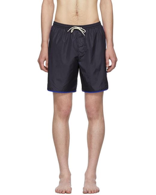 Gucci Black Logo Stripe Swim Shorts for men