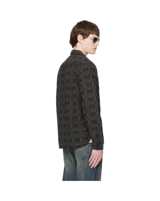RRL Black Jacquard-Knit Wool-Blend Work Shirt for men