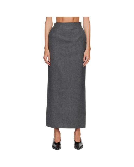 R2W Gray Melonia Wool Maxi Skirt