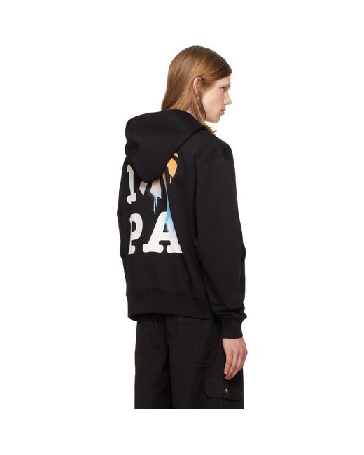 Palm Angels Black 'I Love Pa' Zipped Hoodie for men