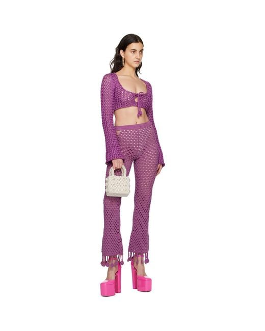 Moschino Purple Crocheted Casual Pants