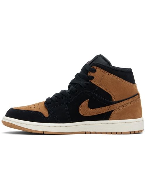 Nike Black Tan Air Jordan 1 Mid Se Sneakers for men