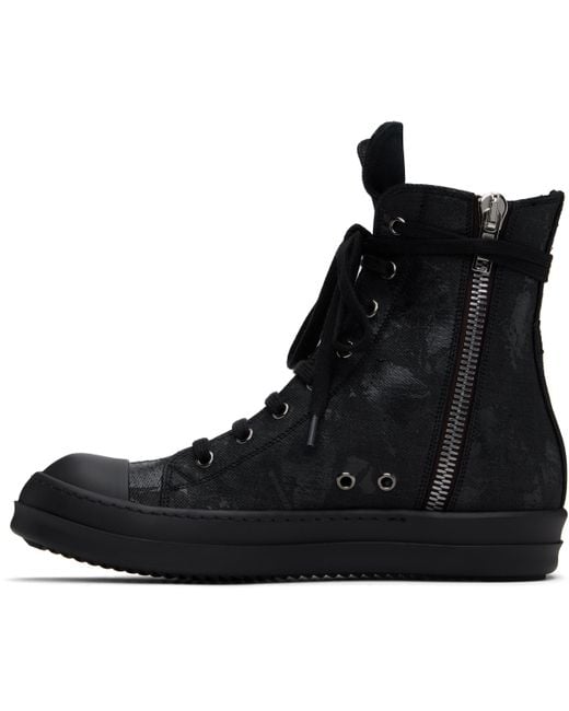 メンズ Rick Owens ブラック Hollywood Megacrust Denim Sneaks スニーカー Black