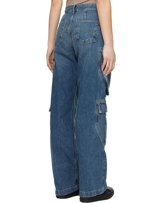 Rick Owens Blue Hollywood Double Cargo Jeans