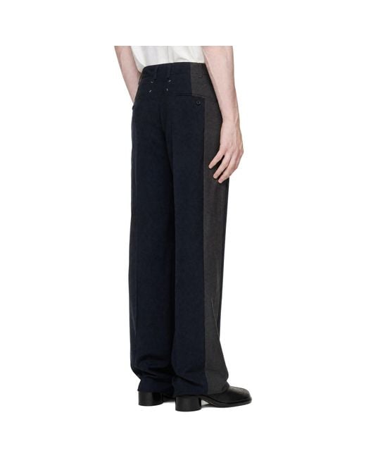 Maison Margiela Black Two-Tone Wool Trousers for men