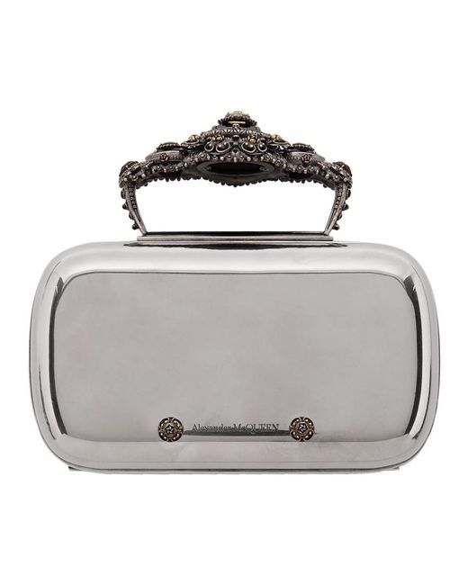 - Save 10% Metallic Alexander McQueen The Curve Clutch in Silver Womens Bags Clutches and evening bags 