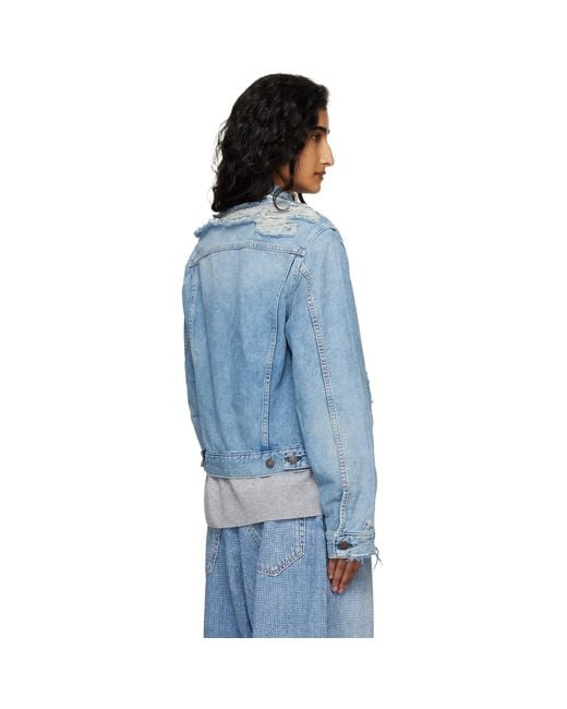 Acne Blue Distressed Denim Jacket
