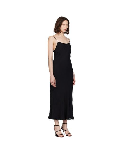 Totême Black Satin Slip Midi Dress