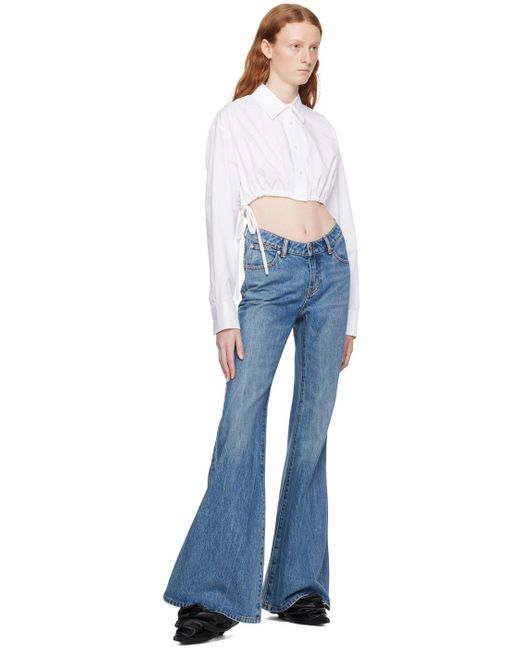T By Alexander Wang Blue White Cropped Shirt