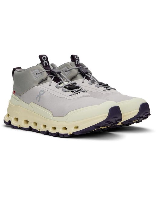 On Shoes ジュニア｜グレー＆イエロー Cloudhero Mid Waterproof スニーカー Black