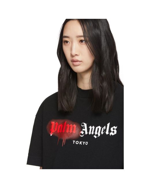 Palm Angels Black And Red Tokyo Sprayed T-shirt