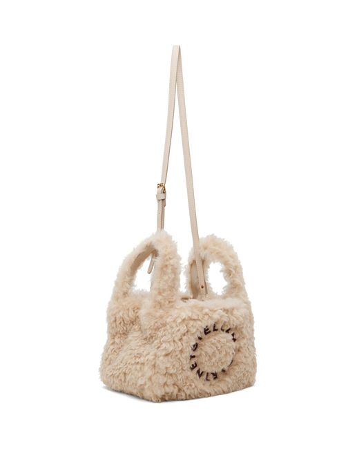 Stella McCartney Natural Logo Faux-Shearling Shoulder Bag