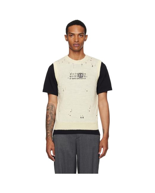 MM6 by Maison Margiela Black Off- Numeric Knit Vest for men