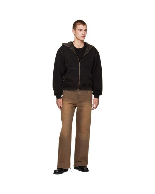 MMIC Black Faded Zip Hoodie for men