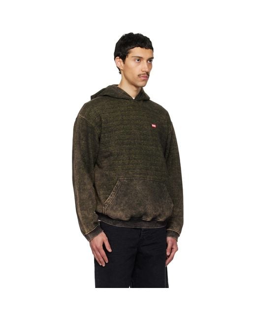 DIESEL Green Khaki-Kai Hoodie for men