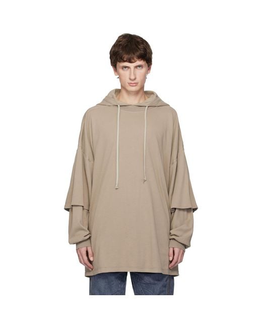 Rick Owens Natural Taupe Concordians Tommu Hustler Hoodie for men